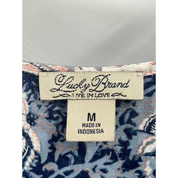 Lucky Brand Short Sleeve Boho Maxi Dress Print Sz Medium - Picture 4 of 4